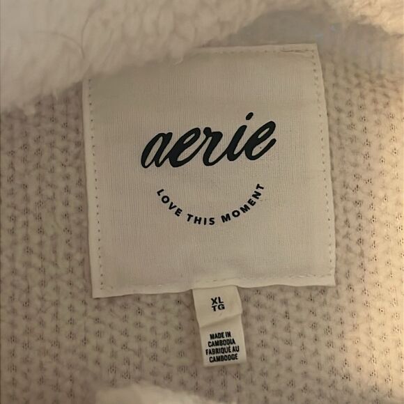 Aerie Cloud Sherpa Fleece Snap Pullover Ivory Size XL - Picture 7 of 13